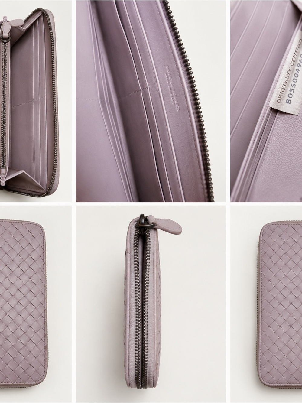 Bottega Veneta Intrecciato Leather Zip Around Wallet – Snakeskin Lavender/Pink